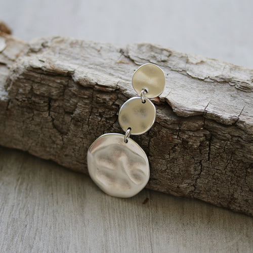 28mm Hammered Pendant ANT SILVER - 10 pcs