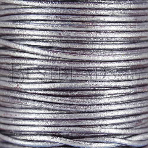 2mm round Euro leather METALLIC PURPLE - 25m SPOOL