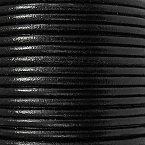 1.5mm round Euro leather BLACK - 25m SPOOL