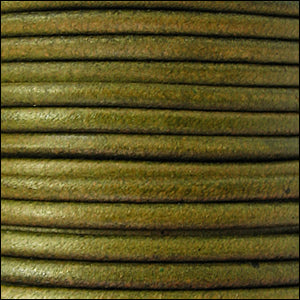 1.5mm round Euro leather DISTRESSED GREEN - 25m SPOOL