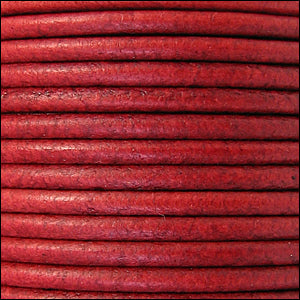 3mm round Euro leather DISTRESSED RED - 25m SPOOL