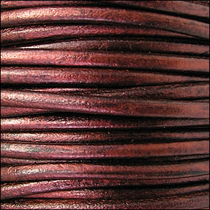 1.5mm round Euro leather METALLIC BORDEAUX - 25m SPOOL