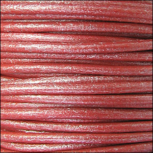 1.5mm round Euro leather METALLIC CORAL - 25m SPOOL