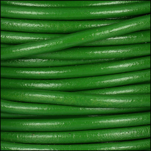 4mm round Euro leather GRASS GREEN - meter