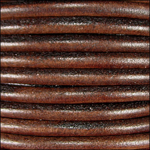 5mm round Euro leather DISTRESSED BROWN - meter