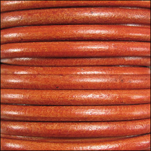 5mm round Euro leather DISTRESSED ORANGE - meter