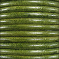 5mm round Euro leather DISTRESSED GREEN - meter