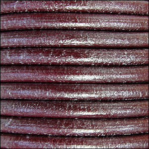 4mm round Euro leather METALLIC SILVER BORDEAUX - meter