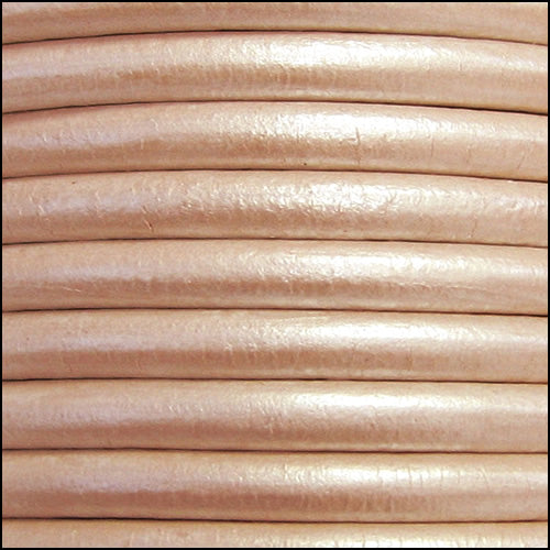 5mm round Euro leather METALLIC NUDE - meter