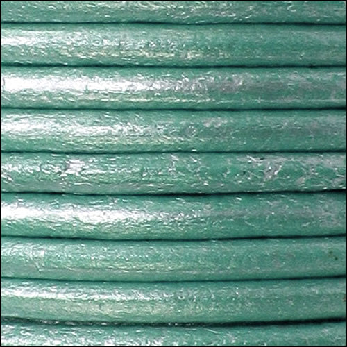 4.5mm round Euro leather METALLIC TURQUOISE - meter