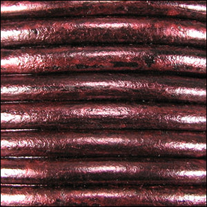5mm round Euro leather METALLIC BORDEAUX - meter