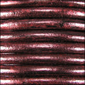 4mm round Euro leather METALLIC BORDEAUX - meter