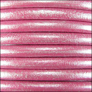 4mm round Euro leather METALLIC FUCHSIA - meter