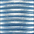 5mm round Euro leather METALLIC SKY BLUE - meter