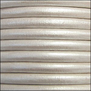 4.5mm round Euro leather METALLIC WHITE - meter