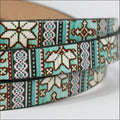 10mm flat EURO PRINTED leather NORDIC CHRISTMAS - BLUE - meter strip
