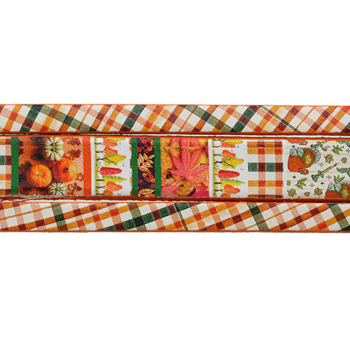 10mm flat EURO PRINTED leather PUMPKIN PATCH - meter strip