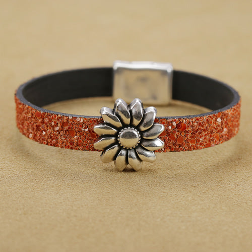 10mm flat SUNFLOWER slider ANT COPPER - 10 pcs