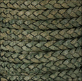 8mm flat Braided Indian leather - DESERT GREEN - meter