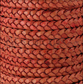 8mm flat Braided Indian leather - PINK FUCHSIA - meter