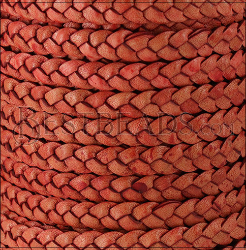 8mm flat Braided Indian leather - PINK FUCHSIA - meter
