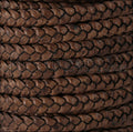 8mm flat Braided Indian leather - DIST. BROWN NATURAL - meter