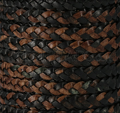 8mm flat Braided Indian leather - GYPSY SIPPA NATURAL - meter