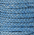 8mm flat Braided Indian leather - ELECTRIC BLUE - meter