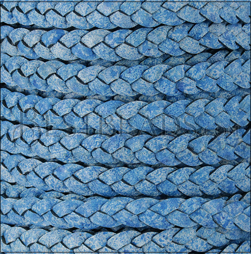 8mm flat Braided Indian leather - ELECTRIC BLUE - meter
