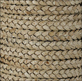 8mm flat Braided Indian leather - ENGLISH TAN - meter