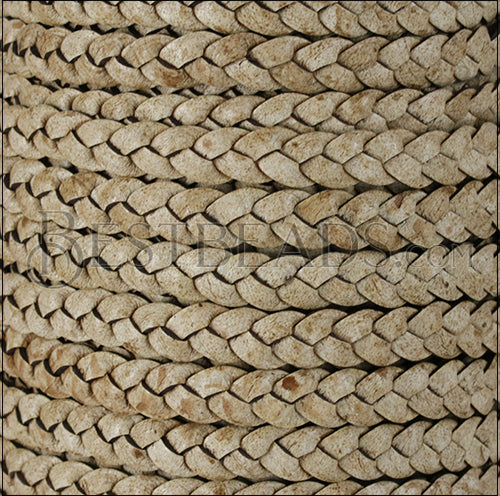 8mm flat Braided Indian leather - ENGLISH TAN - meter