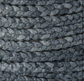 8mm flat Braided Indian leather - MIDNIGHT BLUE ANT. - meter