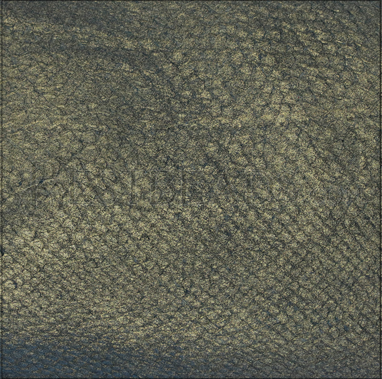 SALMON leather skin GREEN/GOLD - 1 hide