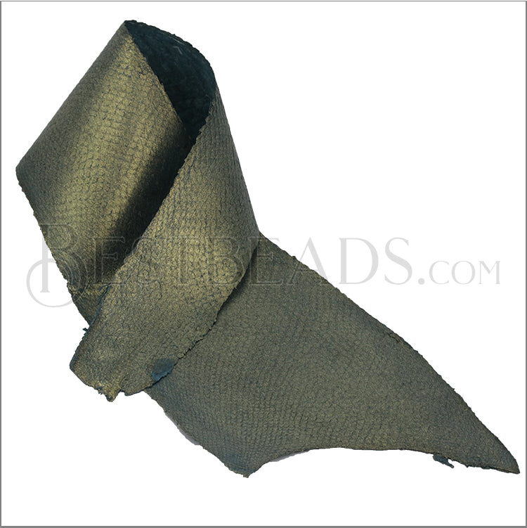 SALMON leather skin GREEN/GOLD - 1 hide