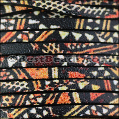 3mm flat EURO PRINTED leather TRIBAL - meter