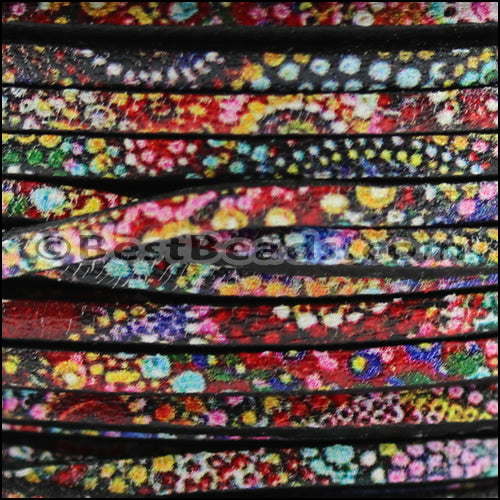 3mm flat EURO PRINTED leather FIREWORKS - meter