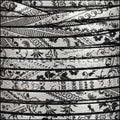 5mm flat EURO PRINTED leather GRAPHITE FLORAL - meter