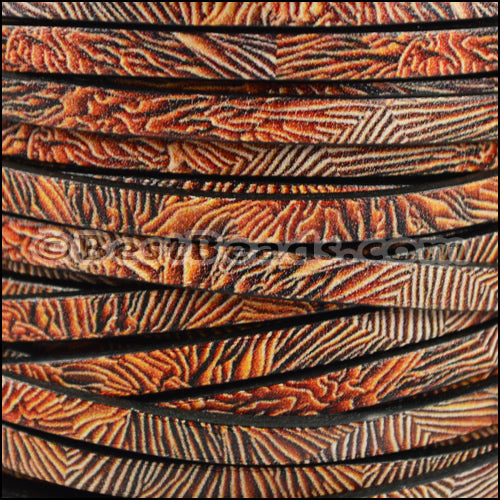 5mm flat EURO PRINTED leather CORAL - meter