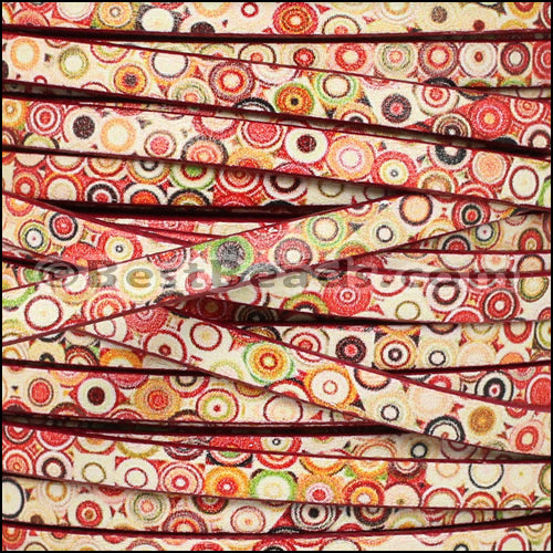 5mm flat EURO PRINTED leather POLKA - meter