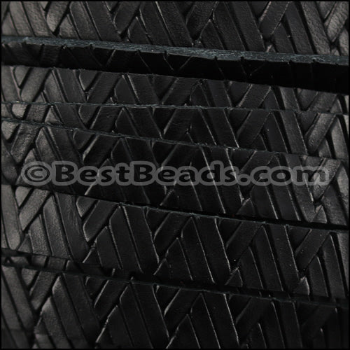 10mm flat BRUCIATO GEO WEAVE leather BLACK - meter