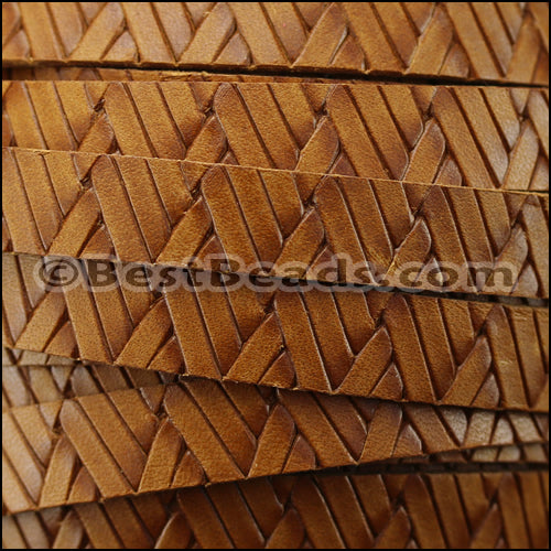 10mm flat BRUCIATO GEO WEAVE leather TAN - meter