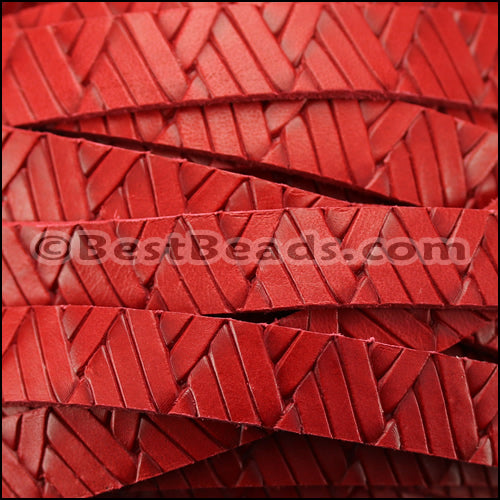 10mm flat BRUCIATO GEO WEAVE leather RED - meter