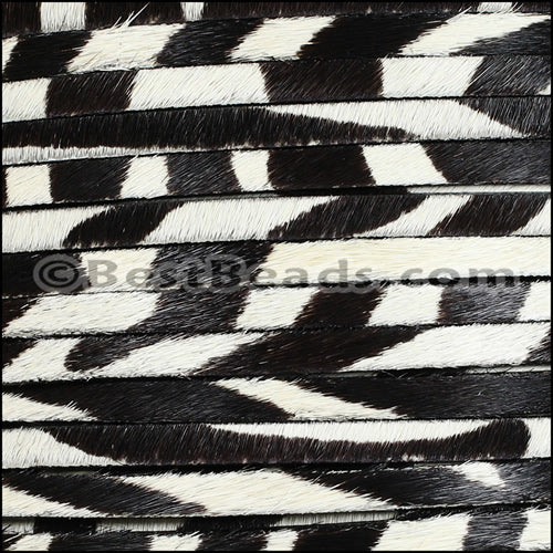 5mm flat HAIR ON leather ZEBRA - 1 meter