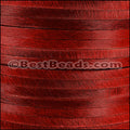 5mm flat HAIR ON leather RED - 1 meter