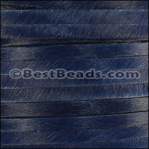 5mm flat HAIR ON leather NAVY - 1 meter