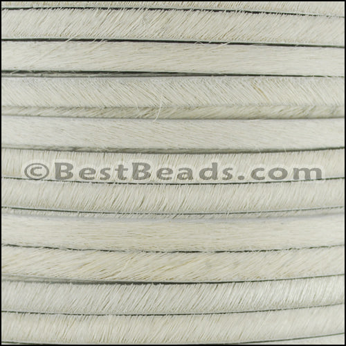5mm flat HAIR ON leather OFF WHITE - 1 meter