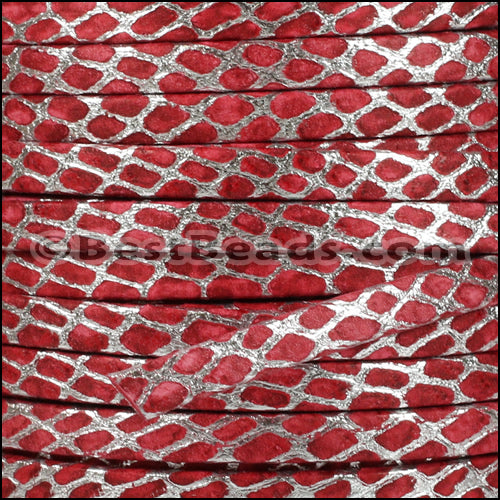 5mm Flat ORION leather RED w SILVER - meter