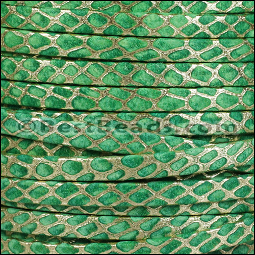 5mm Flat ORION leather GREEN w GOLD - meter