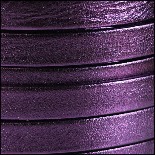 10mm flat PEARL METALLIC leather PURPLE - meter