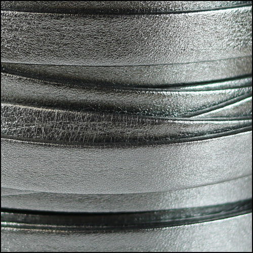 10mm flat PEARL METALLIC leather PEWTER - meter